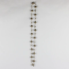 Vintage Silver Tone Long Puff Bead Necklace 18" Chain Fashion Jewelry