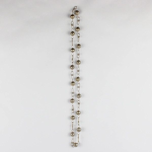 Vintage Silver Tone Long Puff Bead Necklace 18" Chain Fashion Jewelry