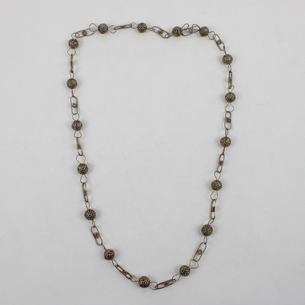 Silver Tone Filigree Ball Beaded Necklace