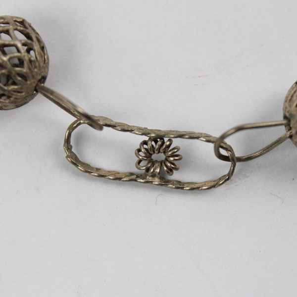 Silver Tone Filigree Ball Beaded Necklace