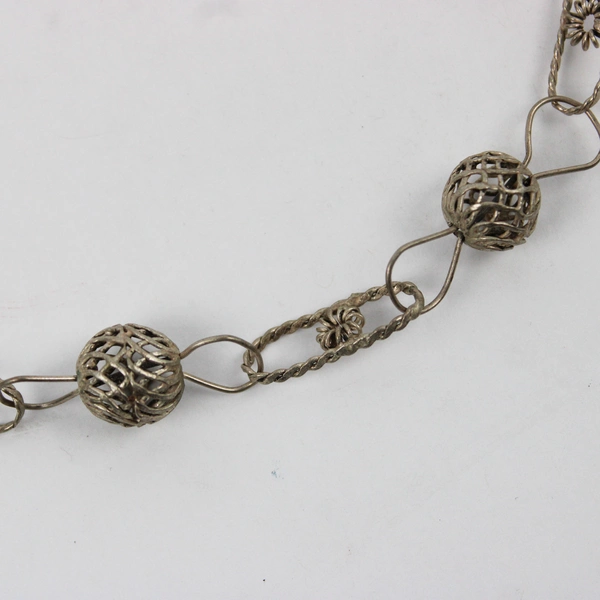 Silver Tone Filigree Ball Beaded Necklace