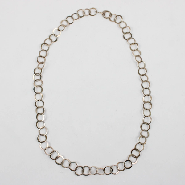 Silver Open Circle Link Chain Necklace