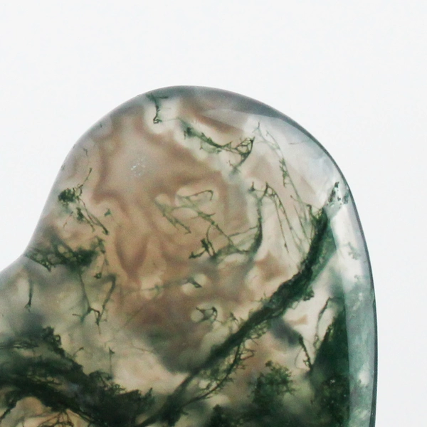 Lot of 5 Polished Heart-Shaped Moss Agate Beads DIY Jewelry Making