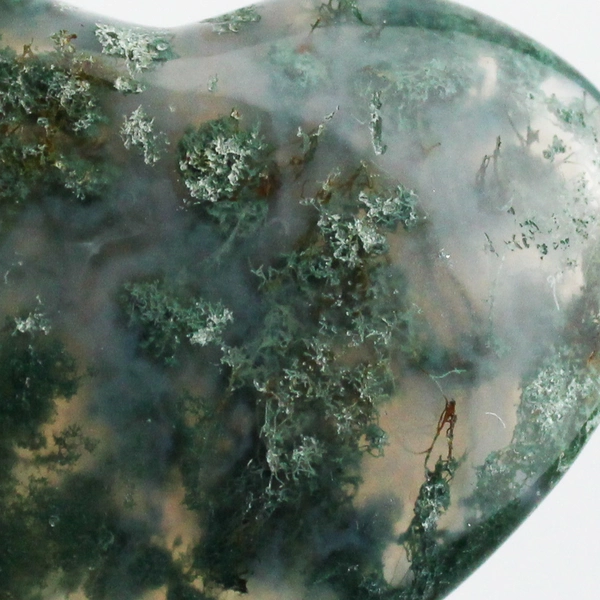 Lot of 5 Polished Heart-Shaped Moss Agate Beads DIY Jewelry Making