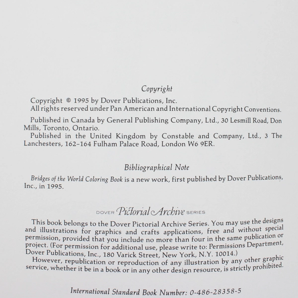 Bridges of the World Coloring Book Bruce LaFontaine 1995