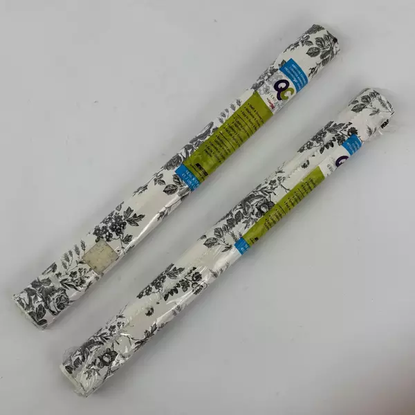 Lot of 2 Rolls Black & White Rose Toile Vinyl Wall Shelf Liner Peel & Stick