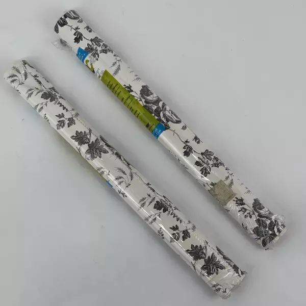 Lot of 2 Rolls Black & White Rose Toile Vinyl Wall Shelf Liner Peel & Stick