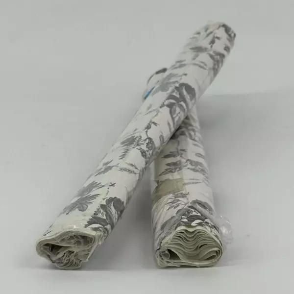 Lot of 2 Rolls Black & White Rose Toile Vinyl Wall Shelf Liner Peel & Stick