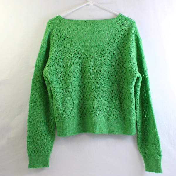 MNG Open Knit Green Sweater Women's Size Small