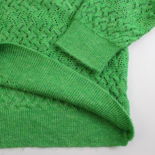 MNG Open Knit Green Sweater Women's Size Small