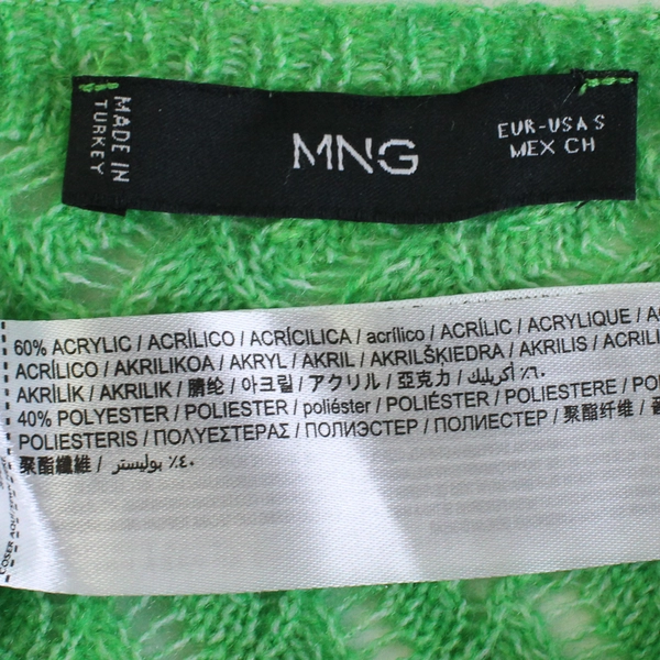 MNG Open Knit Green Sweater Women's Size Small