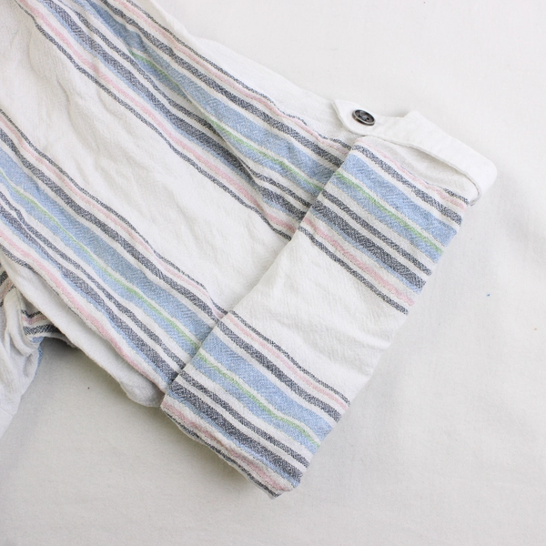 CJ Banks Multicolor Striped 3/4-Sleeve Linen Blend Blouse Women's Size 3X