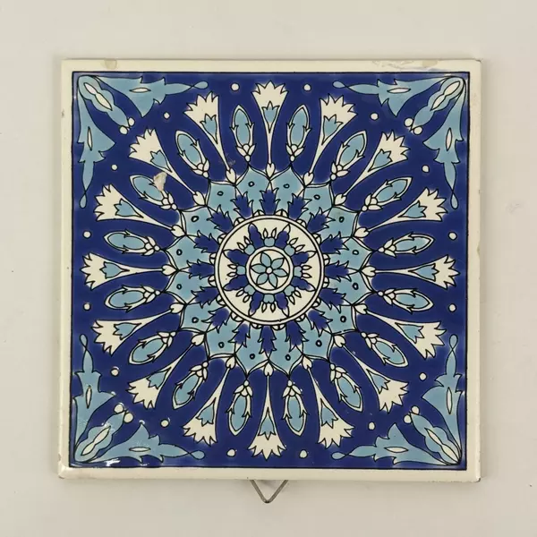 Set of 2 H&R Philkeram Johnson Hand Painted Ceramic Tiles Greece Ship And Floral