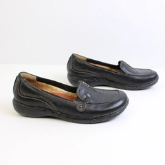 Unstructured By Clarks Un Loop Leather Slip On Loafers Black Womens Size 7.5M