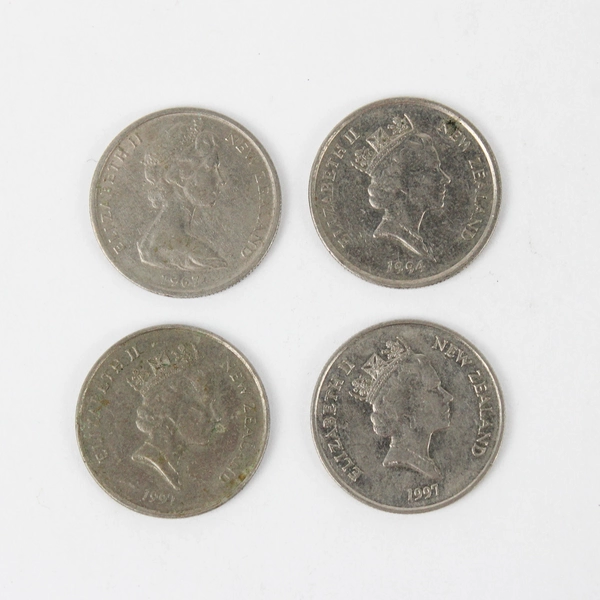 New Zealand 5 Cents 4 coins 1967, 1994 and Two 1997 