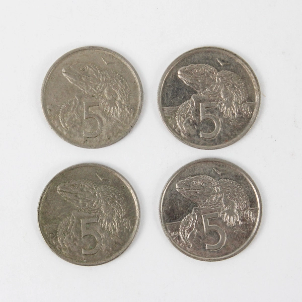 New Zealand 5 Cents 4 coins 1967, 1994 and Two 1997 