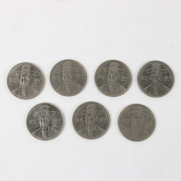 South Korea 100 Won Coin Lot Of 7 from 1987 1992 1993 1997 2000