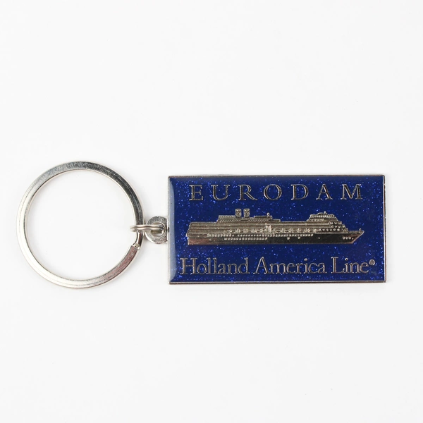 Blue Enamel Silver Logo Holland America Line Key Ring