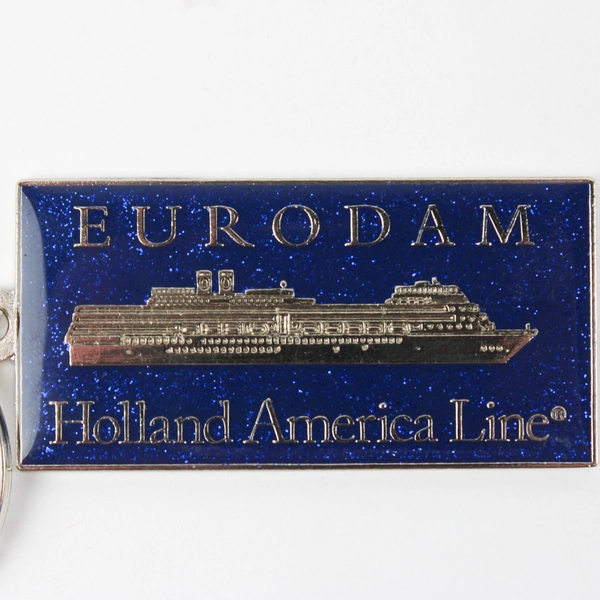 Blue Enamel Silver Logo Holland America Line Key Ring