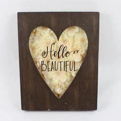 Hello Beautiful Wooden Shadow Box Wall Decor 11" x 14" FLAWED
