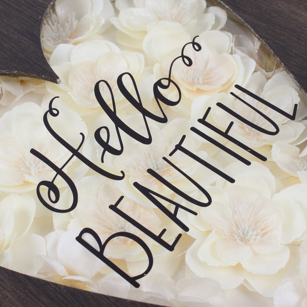 Hello Beautiful Wooden Shadow Box Wall Decor 11" x 14" FLAWED