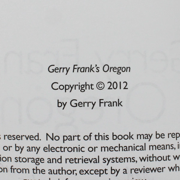 Gerry Frank's Oregon 2012 Paperback Signed Inscription And Photo 1st Edition