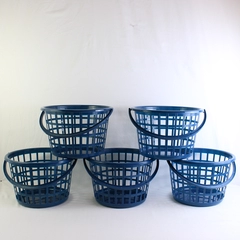 Set of 5 Greenbrier Navy Blue Plastic Baskets 8 1/4"