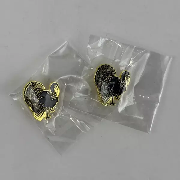 Lot of 2 Blue And Gold Turkey Hat or Lapel Pins New
