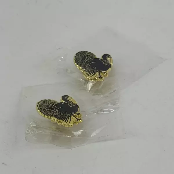 Lot of 2 Blue And Gold Turkey Hat or Lapel Pins New