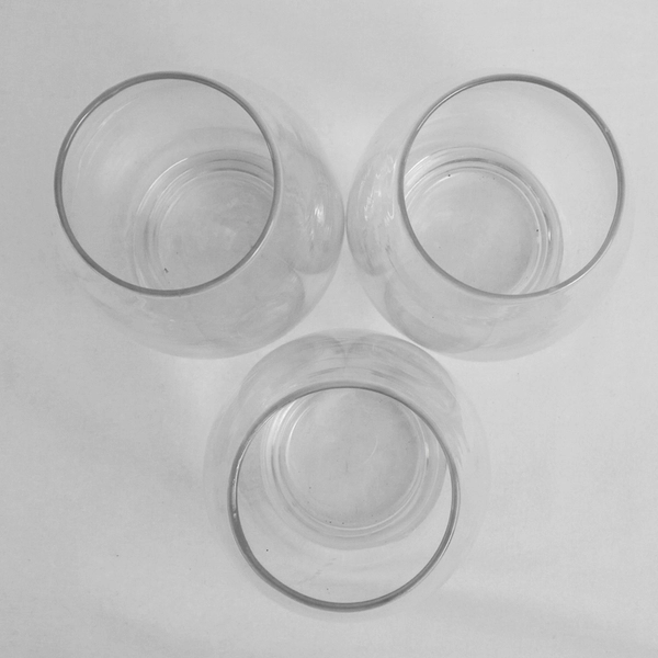 Lot of 3 Clear Glass Flower Vases Decorative Round Sturdy Base 7" Tall