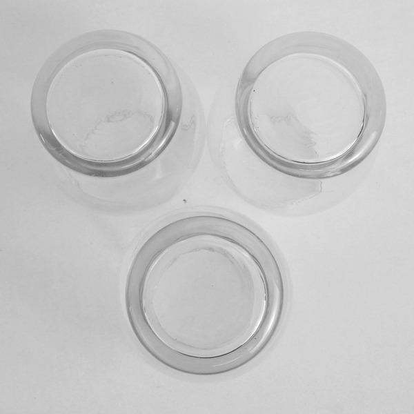 Lot of 3 Clear Glass Flower Vases Decorative Round Sturdy Base 7" Tall