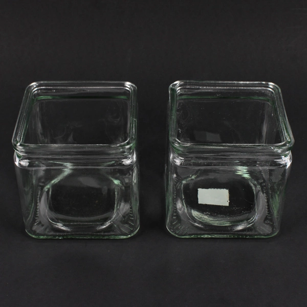 Lot Of 2 Syndicate 4" x 4" x 4"  Square Clear Glass Vase 3059-12-09