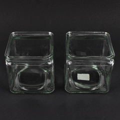 Lot Of 2 Syndicate 4" x 4" x 4"  Square Clear Glass Vase 3059-12-09