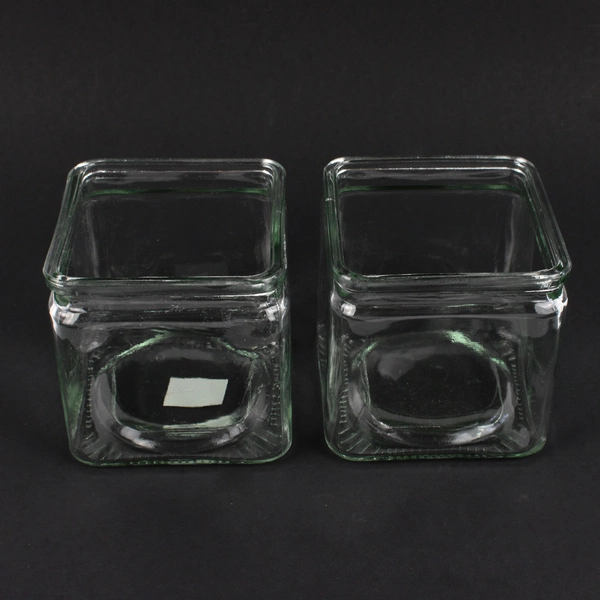 Lot Of 2 Syndicate 4" x 4" x 4"  Square Clear Glass Vase 3059-12-09
