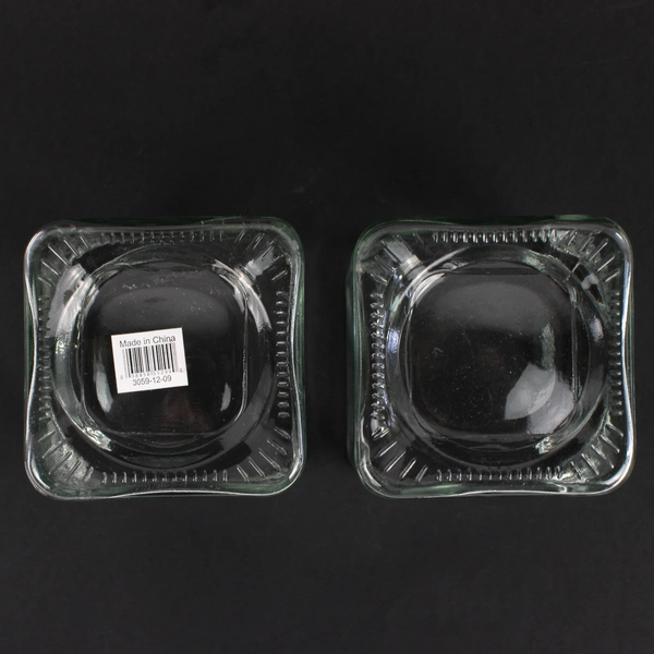 Lot Of 2 Syndicate 4" x 4" x 4"  Square Clear Glass Vase 3059-12-09