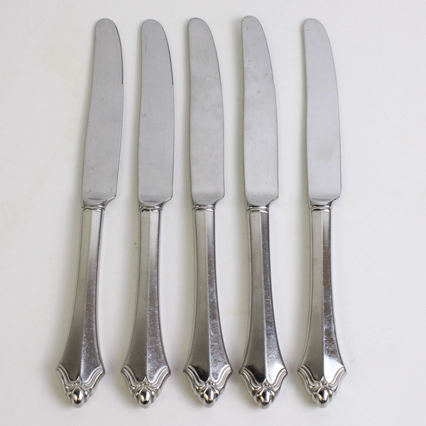 Lot Of 5 Oneida Silver Kenwood (Stainless) Fatware Dinner Knives 9.5" Long