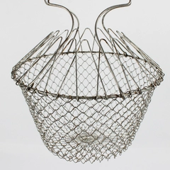 Vintage Metal Wire Mesh Collapsible Steamer Basket 9"