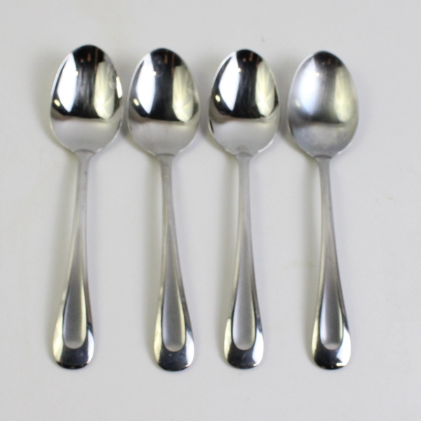 Oneida Satin Sand Dune 4 Piece Set Oval Soup Spoons 6.75 Inches Frosted Indent