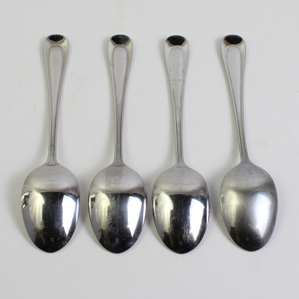 Oneida Satin Sand Dune 4 Piece Set Oval Soup Spoons 6.75 Inches Frosted Indent
