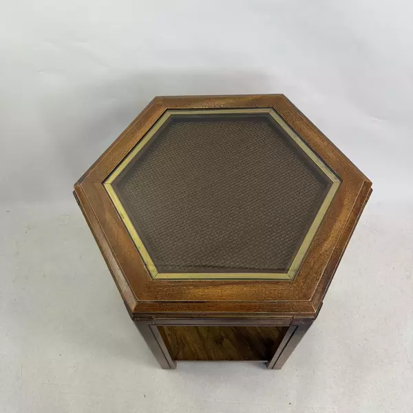 Hexagon Glass Coffee Table 23" Modern Accent Side Table Contemporary Design