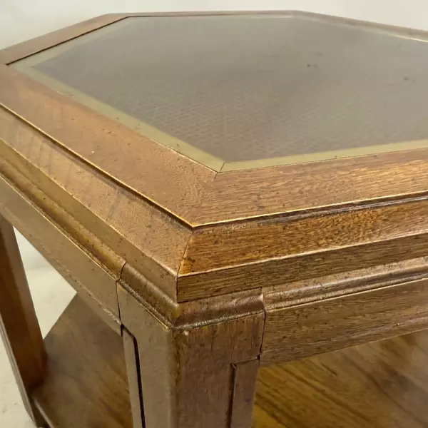 Hexagon Glass Coffee Table 23" Modern Accent Side Table Contemporary Design