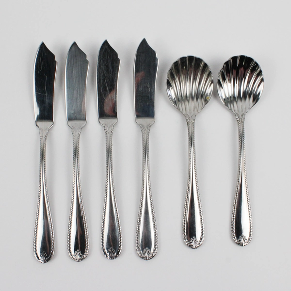 Lot Of 6 Lenox Tudor Bead-Augusta (Stainless) Flatware 4 Butter Knives 2 Spoons