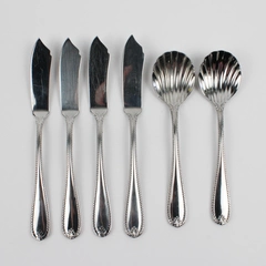 Lot Of 6 Lenox Tudor Bead-Augusta (Stainless) Flatware 4 Butter Knives 2 Spoons