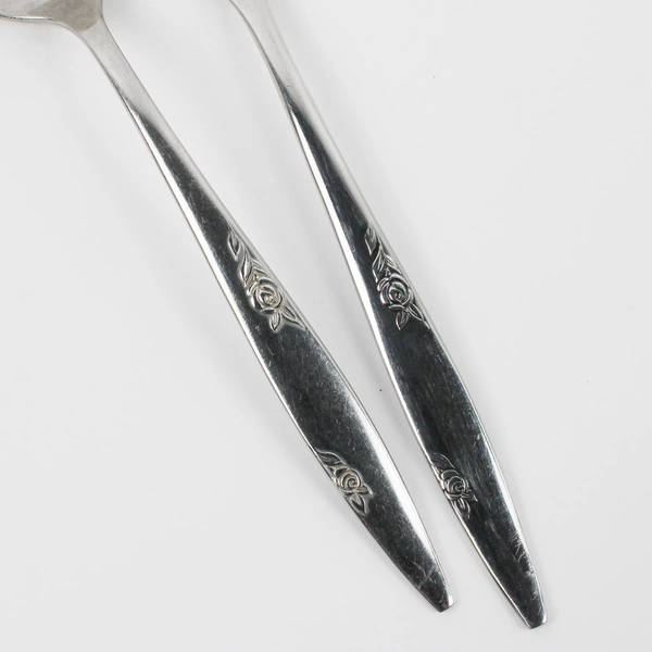Lot Of 2 Oneida Silver Rose Duet (Stainless) Flatware Serving Set (Spoon & Fork)