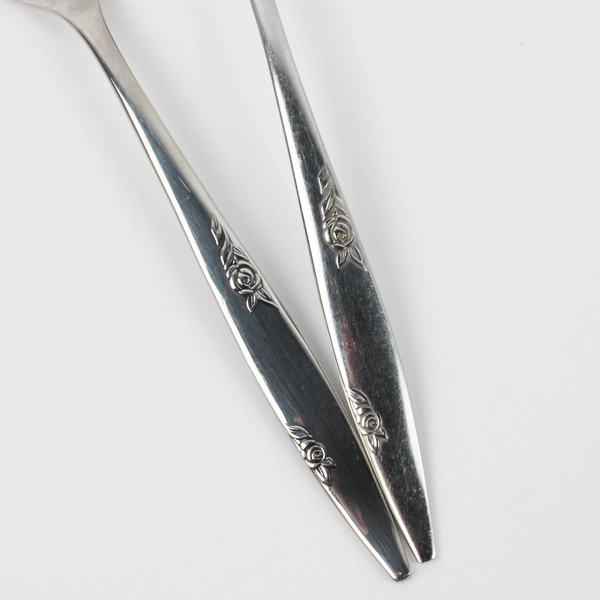 Lot Of 3 Oneida Silver Rose Duet (Stainless) Flatware Serving Spoon & 2 Fork