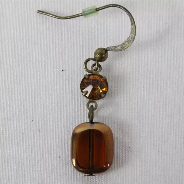 3 Pc Set Art Nouveau-Style Necklace Earrings Cognac Brown Glass Beads