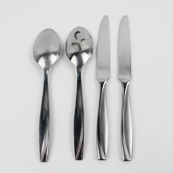 Lot Of 4 Oneida Silver Camlynn Cleo (Stainless) Flatware 2 Serving Spoons Knives