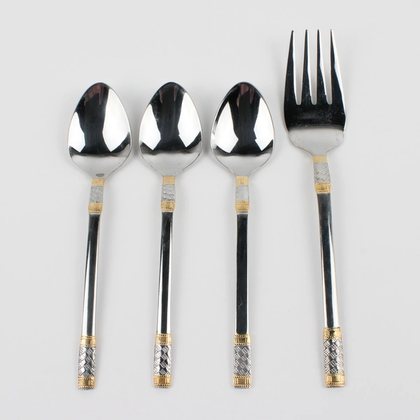 Lot Of 4 Wallace Silver Golden Corsica Flatware 1 Serving Fork 3 Soup Spoons