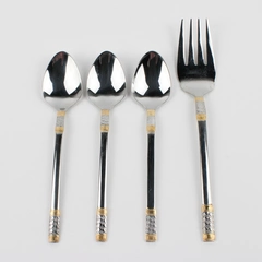 Lot Of 4 Wallace Silver Golden Corsica Flatware 1 Serving Fork 3 Soup Spoons