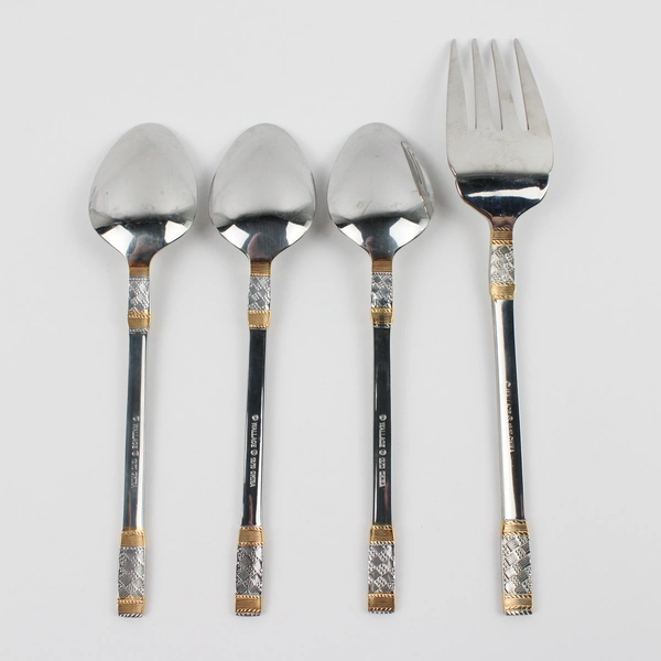 Lot Of 4 Wallace Silver Golden Corsica Flatware 1 Serving Fork 3 Soup Spoons